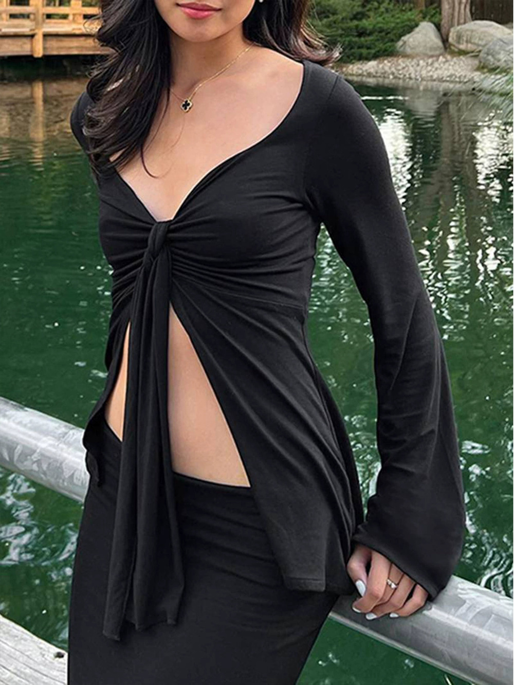 ZARA Sexy Spring Summer Bell Sleeve Top Design